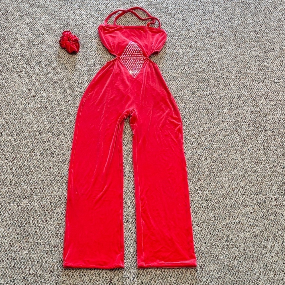 Motionwear Vibrant Velvet Feel Studded Pink Dancewear. XS